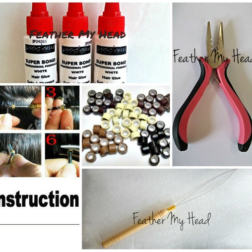 Feather Hair Extension Tool Kit: Threading Tool Tri Clamp - Etsy Feather Hair Extension Tool Kit: Threading Tool Tri Clamp - Etsy