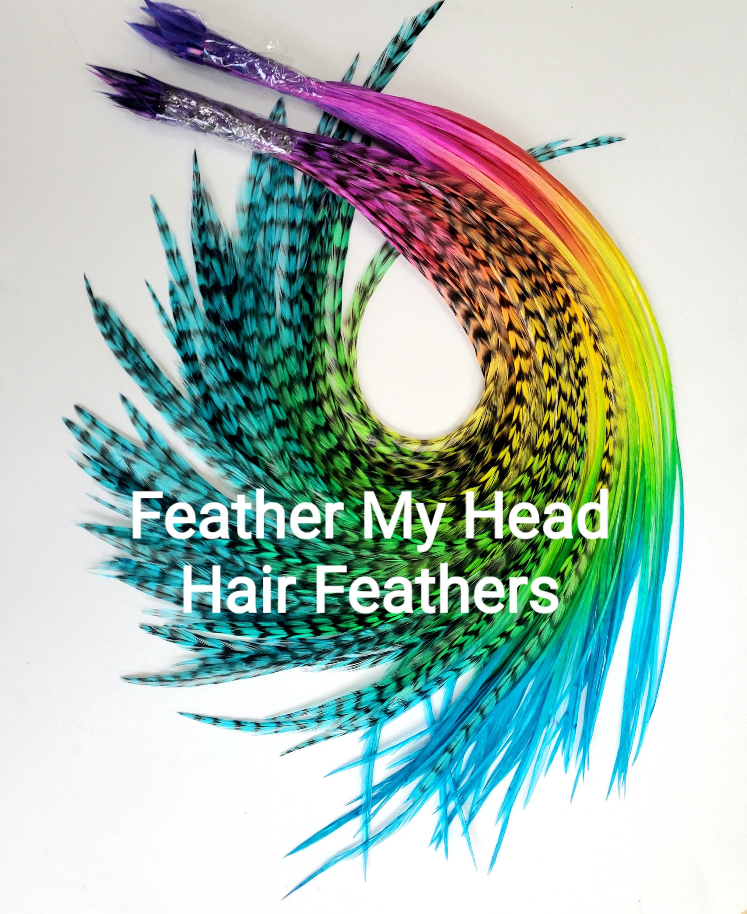 Feather Hair Extension Kit 6 Multi Colored Rainbow Tie Dye - Etsy Feather Hair Extension Kit 6 Multi Colored Rainbow Tie Dye - Etsy