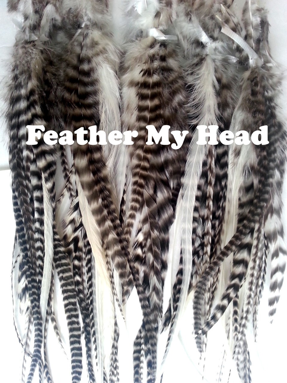 Black and white feather hair extensions hotsell
