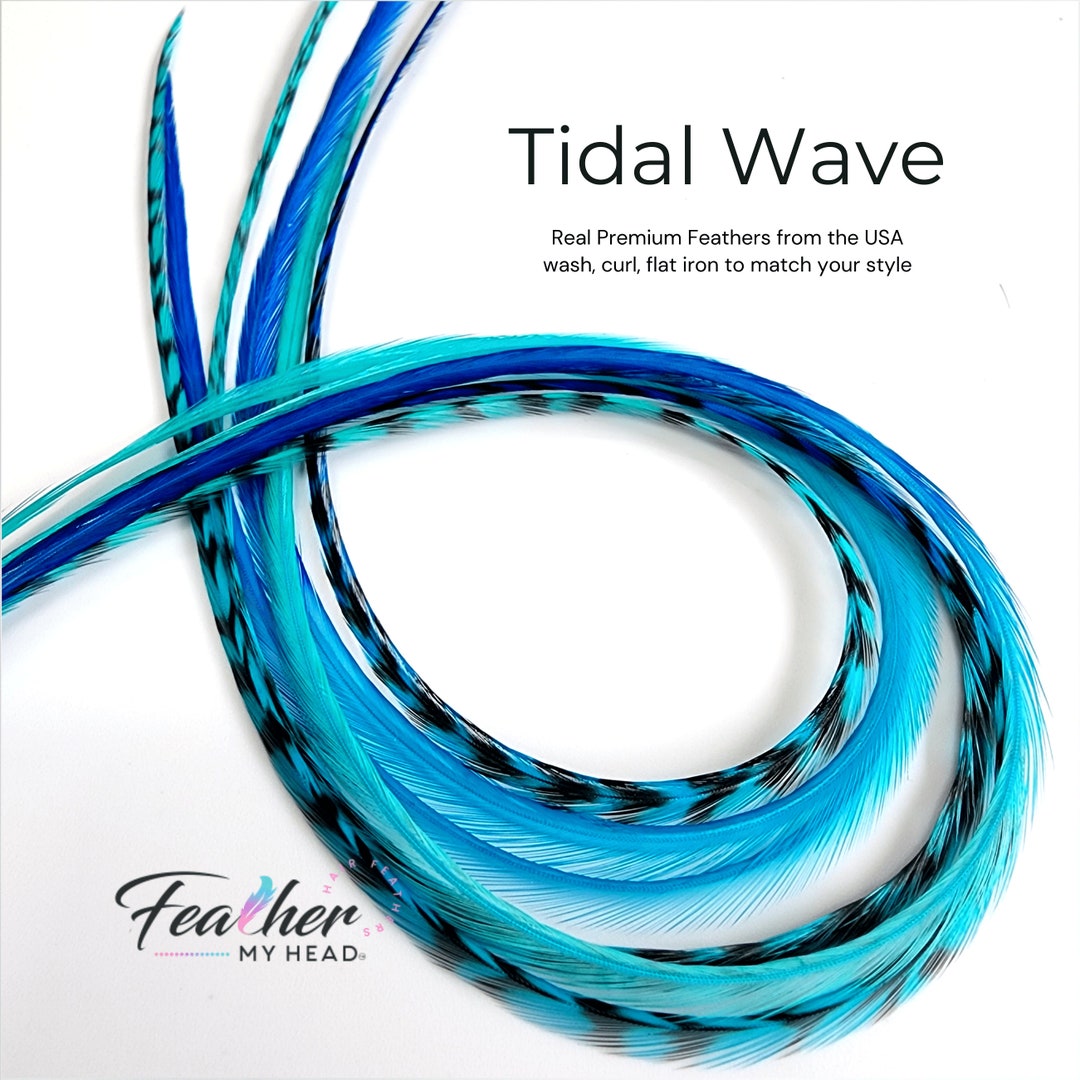 Tidal Hair Feather Extensions. Dyed in a Rainbow Tie Dye Effect in