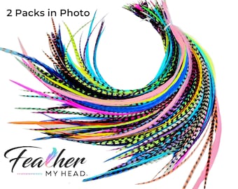 Discounted Hair Feather Extensions - 50 Hair Feathers in a Variety Pack of Colors - Feather Kit Available