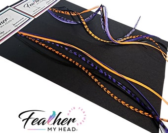 Kit de extensiones de cabello con plumas reales: Mezcla Witching Hour, instalación DIY (hasta 40 cm)