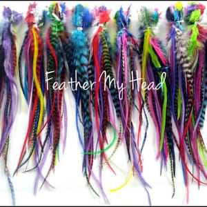 Hair Feathers - 25 Discounted Rooster Feathers - Wide with Fluff on Top - Feathers Extensions, Fly Tying, Crafts, Jewelry Making