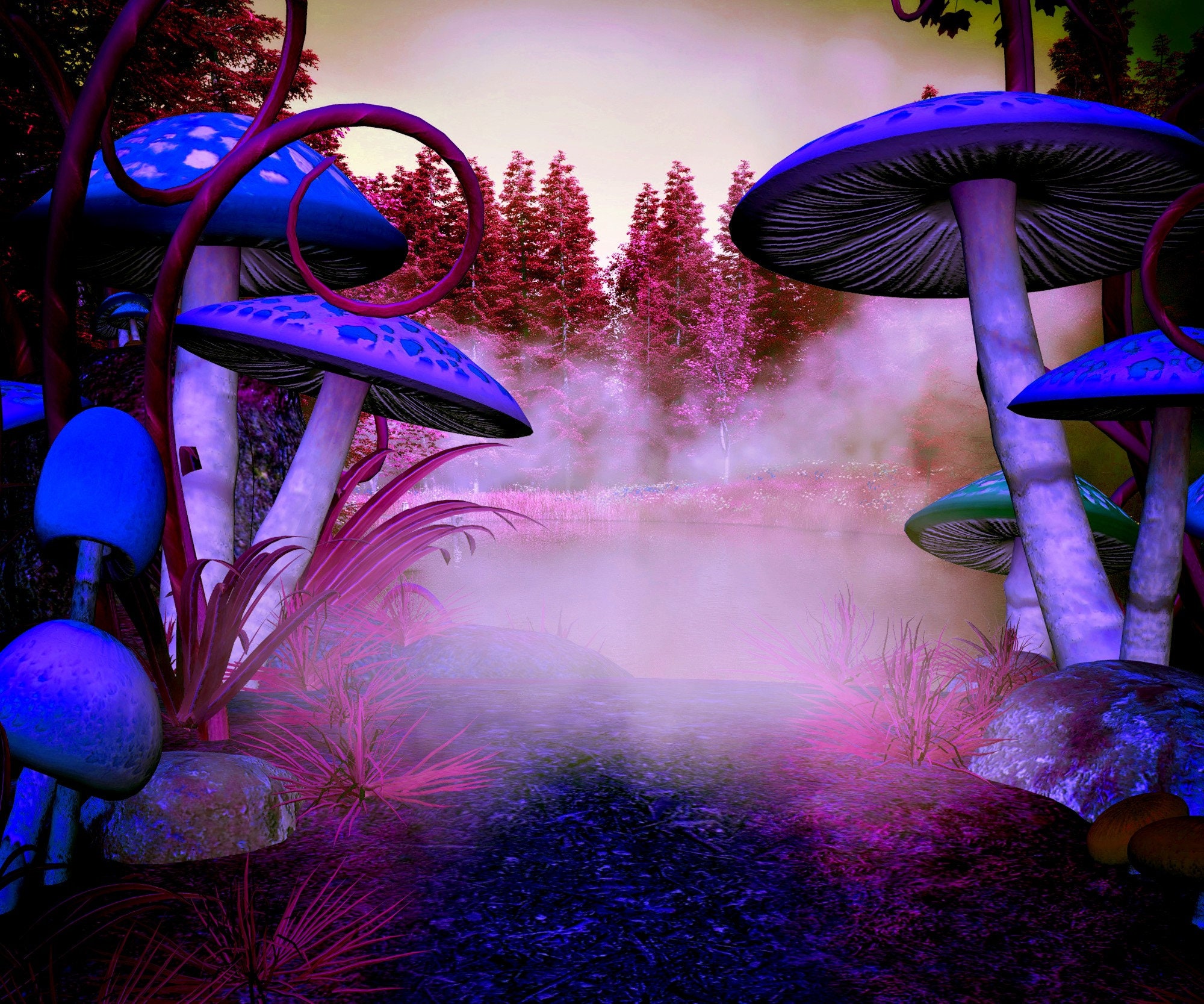 Colorful Trippy Fantasy Forest Psychedelic Purple - Etsy Denmark Colorful Trippy Fantasy Forest Psychedelic Purple - Etsy Denmark