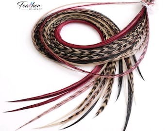 Hair Feathers Sedona Mix: 16 Real Long Hair Feathers, 10–16 Inch Feather Extensions