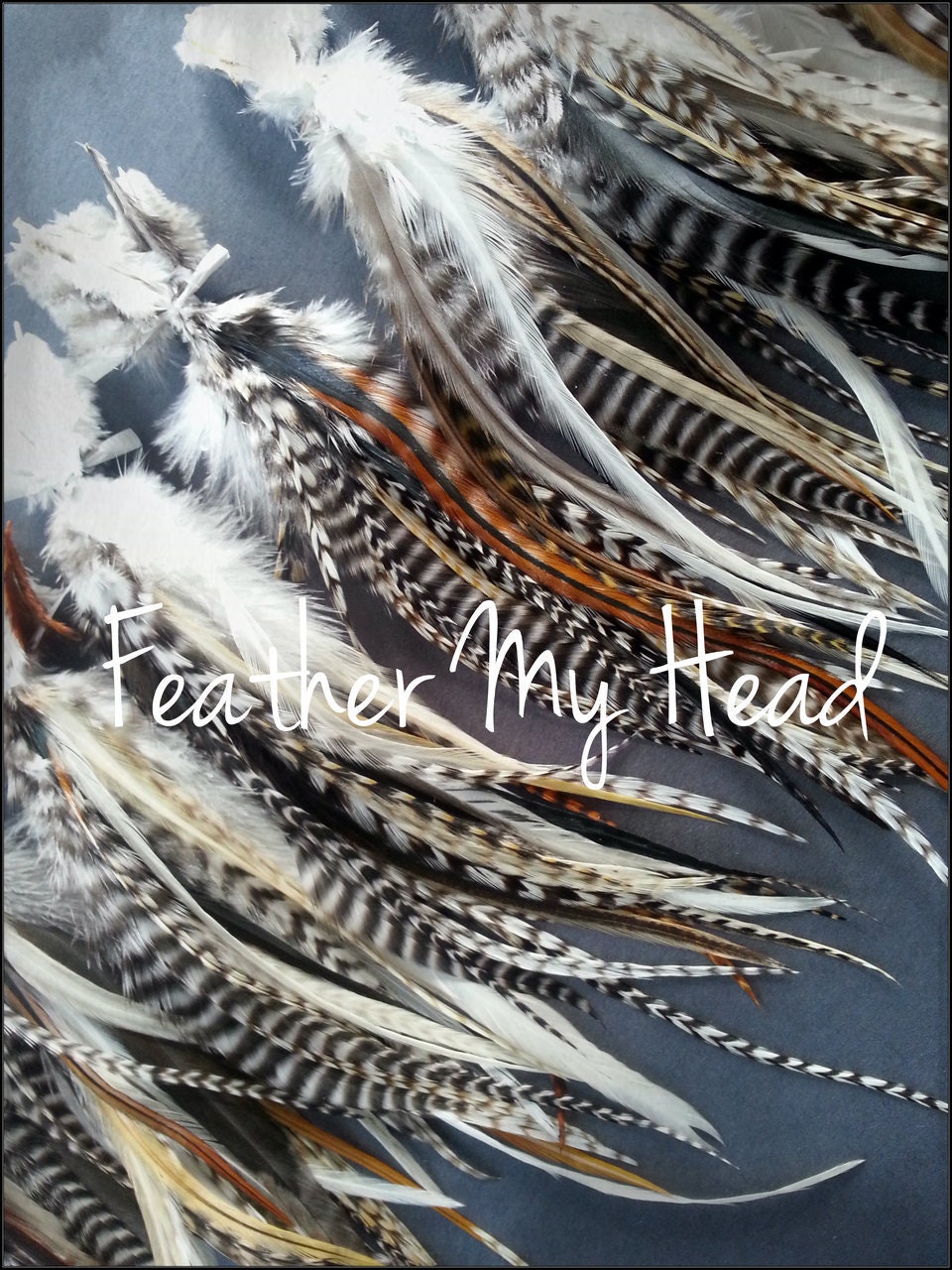 Feather Hair Extension Kit: 5 Real Bonded Thin Feathers with 3 Hair Crimps and Hair Threader. Natural Colors, Blond, Brown, Grizzly, Black