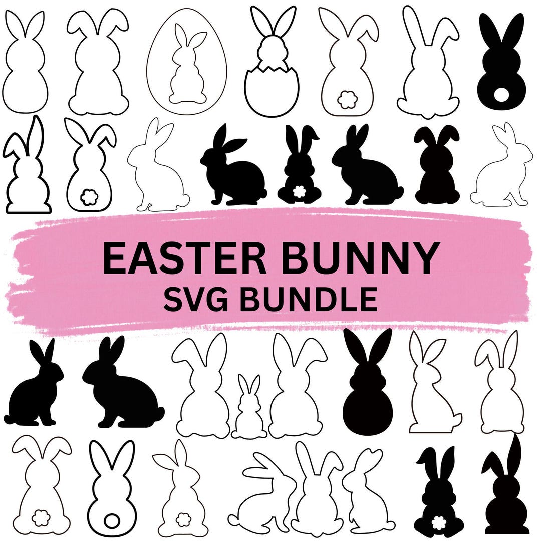 Easter Bunny Outline SVG Bundle, Silhouette Shape Set,cricut ...
