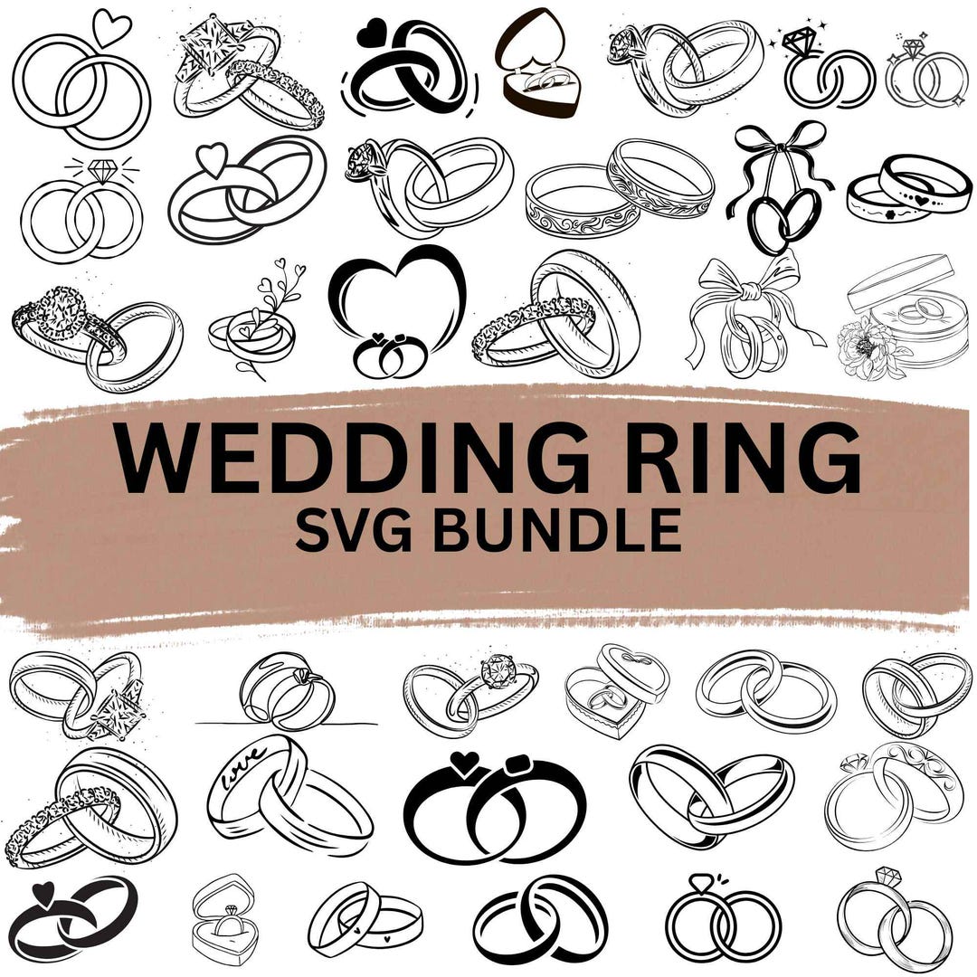 Wedding Ring SVG Bundle: Groom and Bride Vector, Marriage Svg, Digital ...