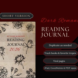 Dark Romance Reading Journal 2026 Spicy Book Tracker Digital Download Planner