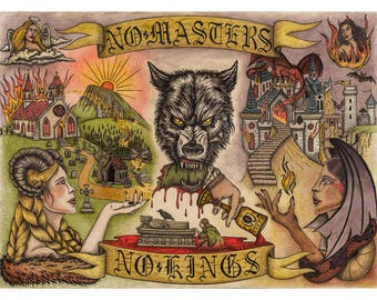 No Masters Art Print | Medieval Folklore Illustration