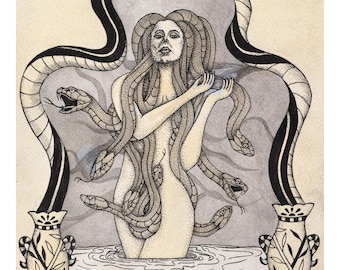 Medusa Art Print | Greek Mythology Illustration