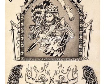 No Kings Art Print | Medieval Folklore Illustration