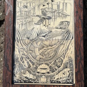 Alligator Swamp Art Print | Carolina Wildlife Illustration image 2