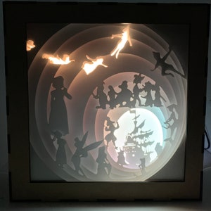 Inspired by / Neverland / Lost Boys / Captain Hook / Tinkerbell / light box / paper craft / night light // LED // decor // paper art