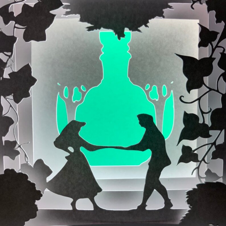 Sleeping Beauty Briar Rose Maleficent shadow box light box paper craft night light LED decor paper art