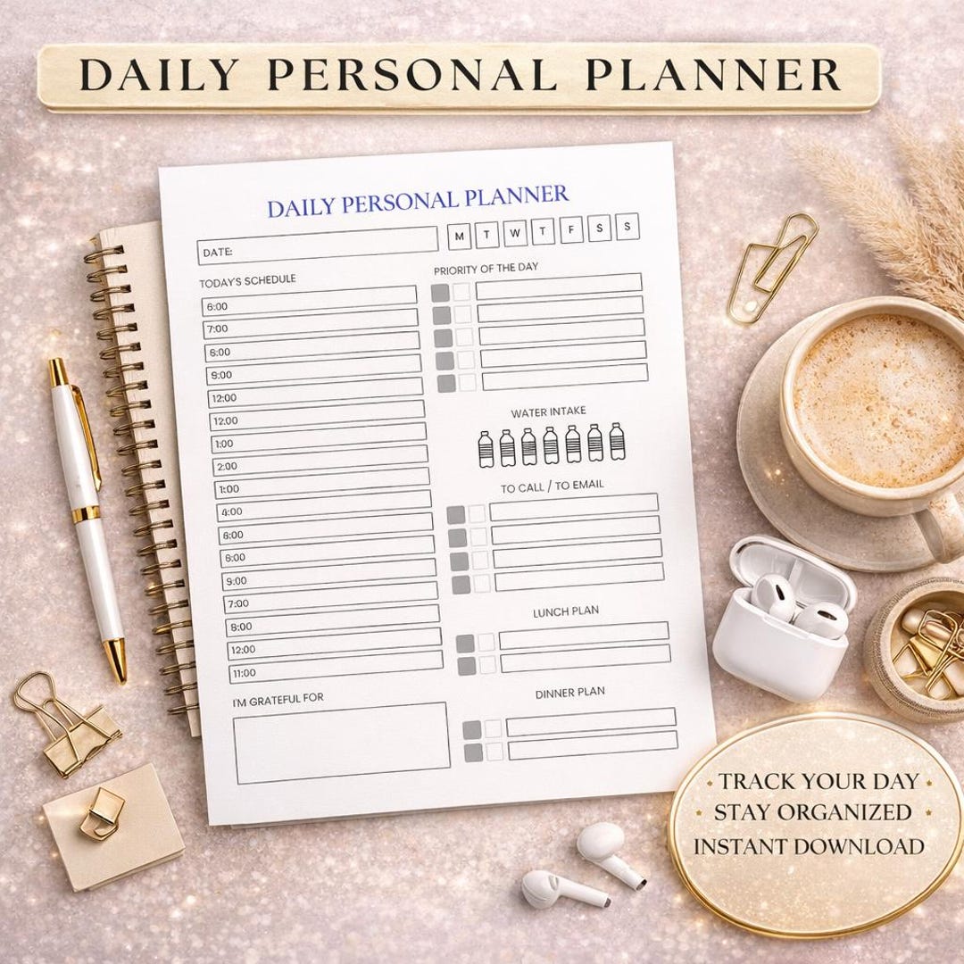 Daily Personal Planner | Productivity Schedule (printable & Editable ...