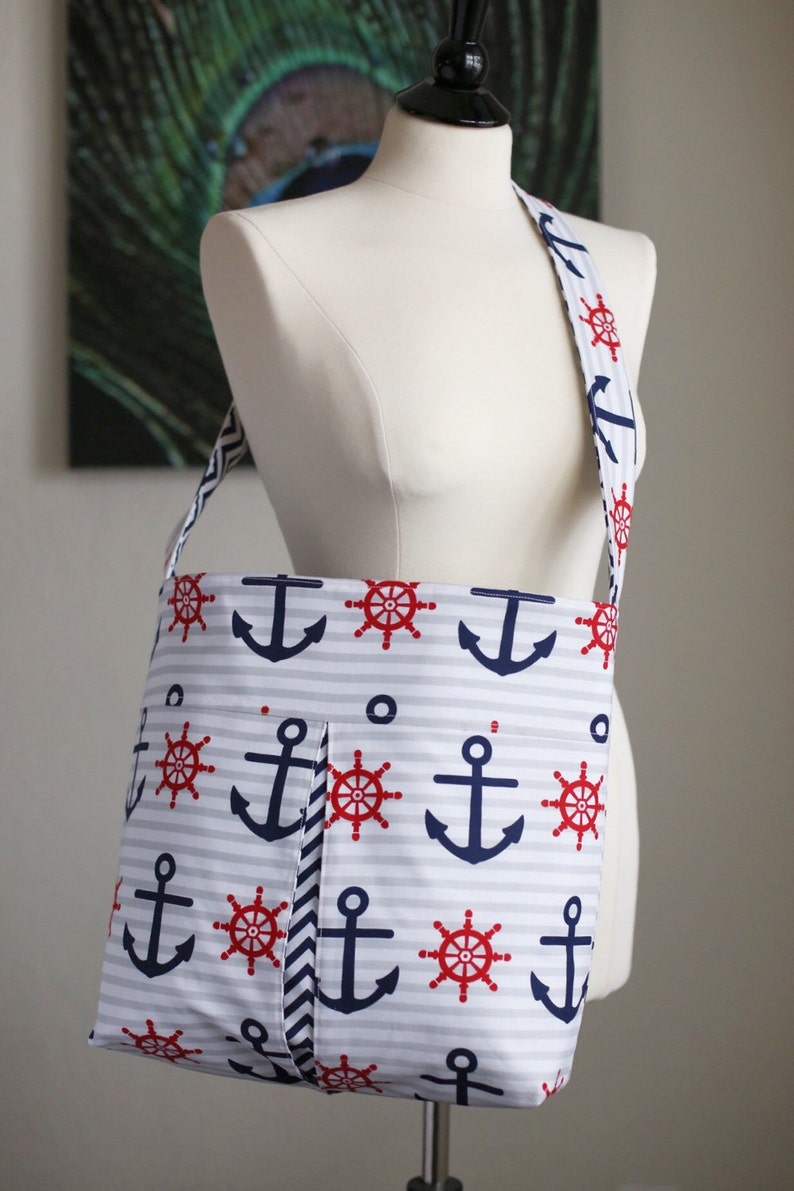 Peek Bag Nautical Navy and Red Etsy