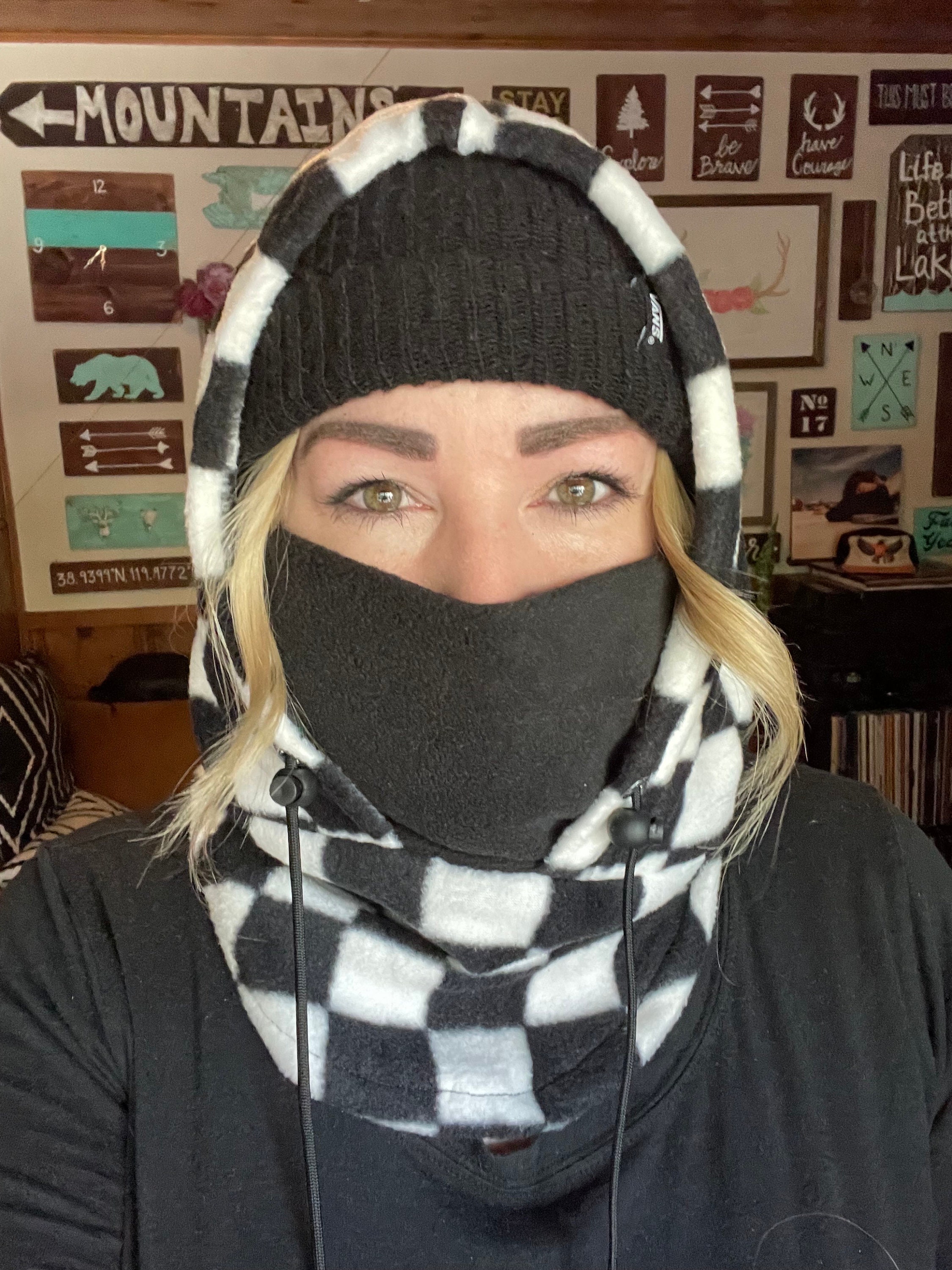 Cream Mohair Balaclava, Knit Hat, Fluffy Beanie, Slouchy Hat