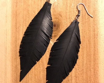 Bike Tube Feather Earrings