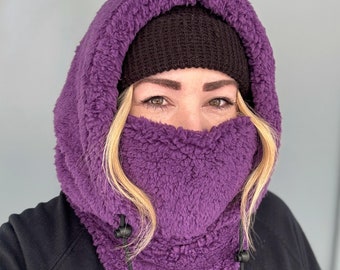 Balaclava - SHERPA Fleece - Fits Over Helmet - Grape Royale - Purple