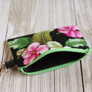 Coin Purse-Small Flat Zippered Pouch with Key Chain Hoop image 2