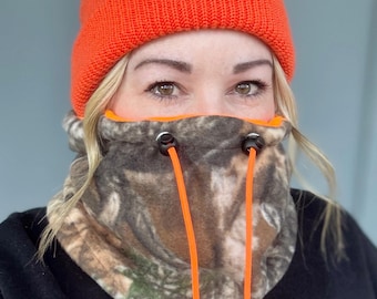 Neck Warmer - Fleece - Gaiter - Snood - Adjustable - Adult - Unisex - Real Tree Camo