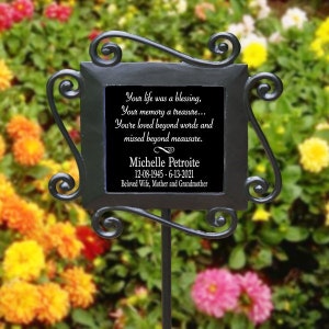 Your Life  Was A Blessing In Loving Memory of Garden Stake, Heavy Wrought Iron Memorial Stake, Temporary Grave Marker, Memorial Gift
