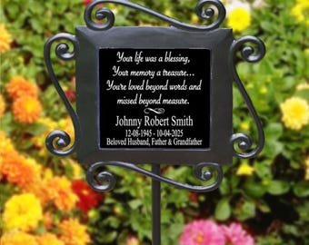 Your Life  Was A Blessing In Loving Memory of Garden Stake, Heavy Wrought Iron Memorial Stake, Temporary Grave Marker, Memorial Gift