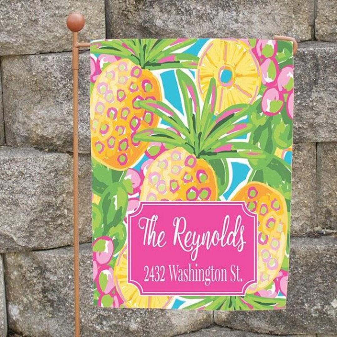 Personalized Pineapple Flag House or Garden Flag Tropical Lilly Style