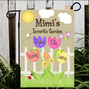 Personalized Garden or House Flag - Any Title, Mimi - Mamaw - Nana's  - Mother's Day Gift, Grandma Garden, Custom Any Message Flowers