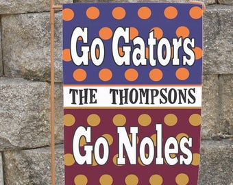 Custom House Divided Yard Flag  You Pick  Team House or Garden Size Florida State Gators Noles  Iowa  Michigan LSU Texas Personalized Flag