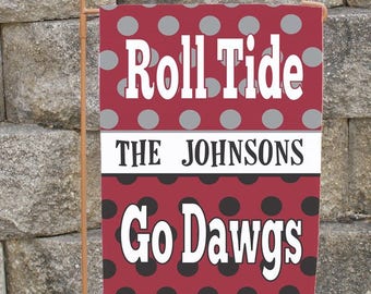 Custom House Divided Yard Flag Alabama Georgia Dogs Auburn Gators or You Pick Team House or Garden Size Personalized Flag