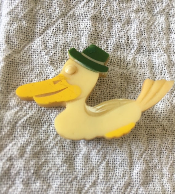 Vintage Kitschy Celluloid Duck Pin. - image 4