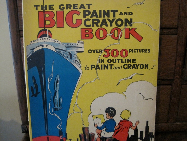 Wonderful Antique 1935 Great Big Paint and Crayon Book image 1