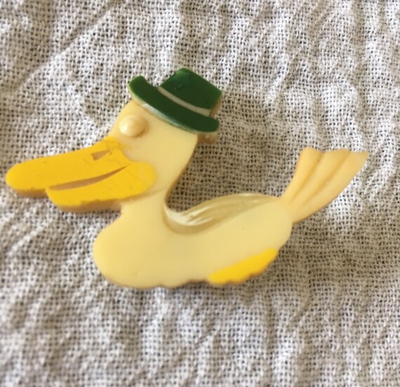 Vintage Kitschy Celluloid Duck Pin. - image 2