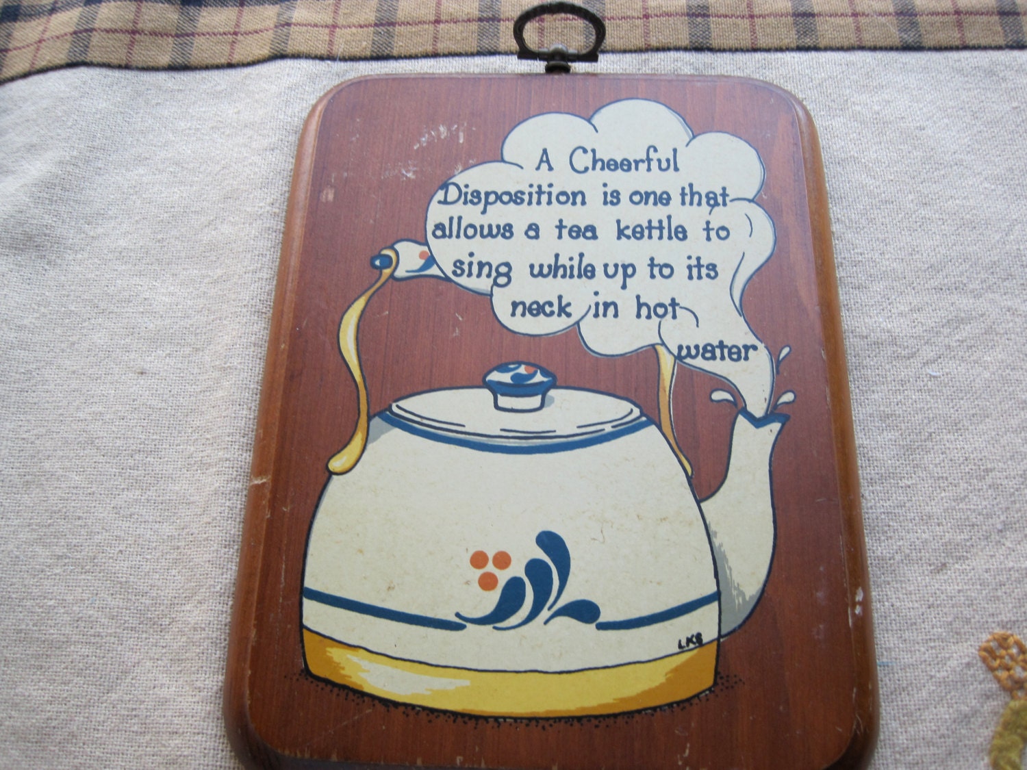 Cute Vintage Tea Kettle Quote Wood Wall Plaque Etsy