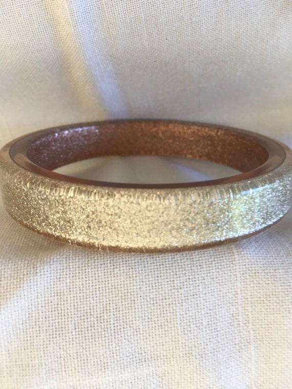 Vintage Gold Confetti Glitter Lucite Bangle Bracelet Etsy