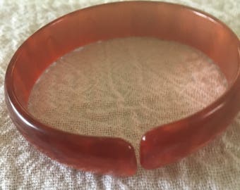 Vintage Burnt Orange Plastic Bangle Bracelet