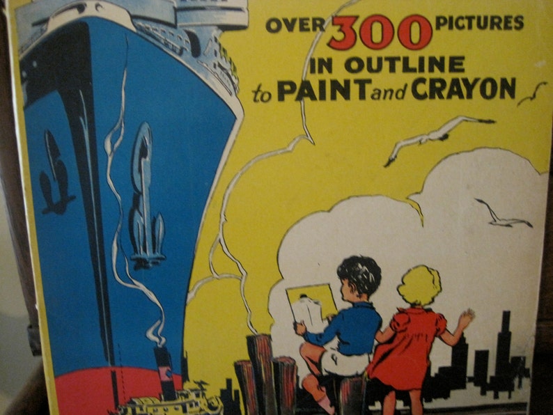 Wonderful Antique 1935 Great Big Paint and Crayon Book image 2