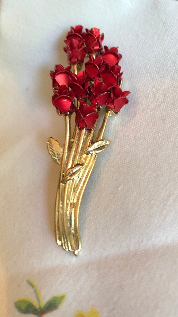 Pretty Vintage Bouquet of Long-stemmed Red Roses … - image 2