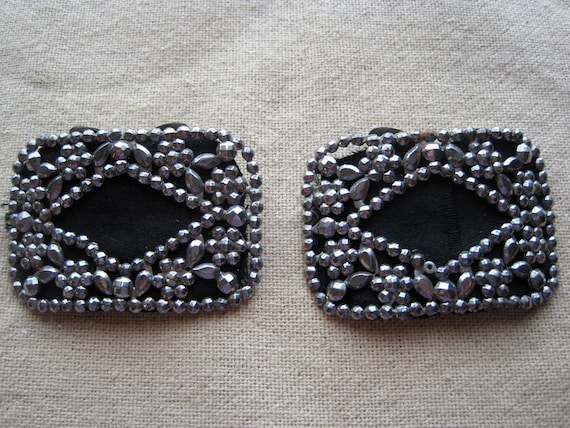 Beautiful Antique Steel Cut Black Shoe Clips - image 1