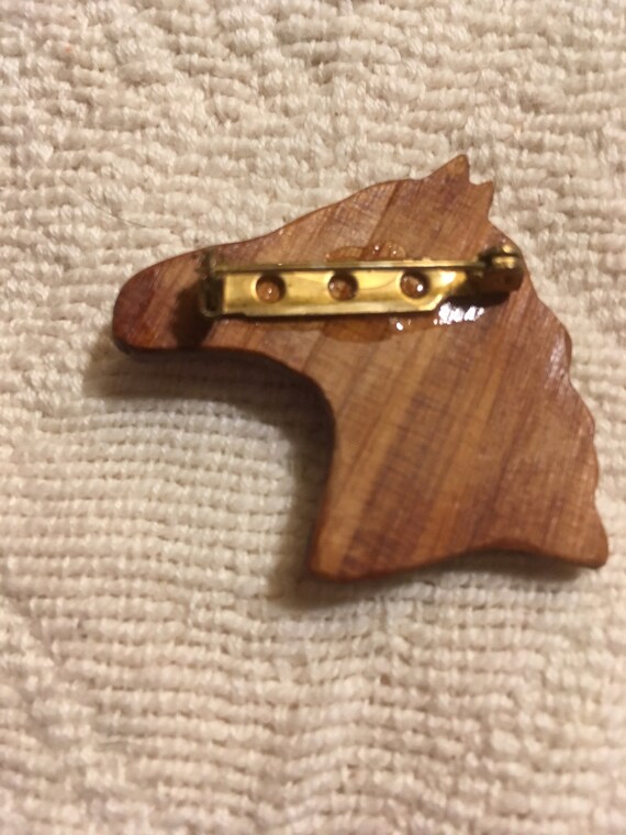 Vintage Carved Wood Horse Head Pin - image 7