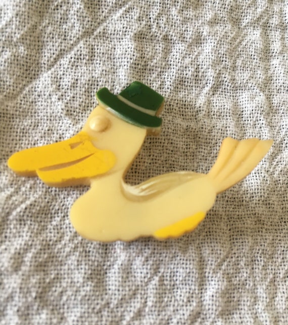 Vintage Kitschy Celluloid Duck Pin.
