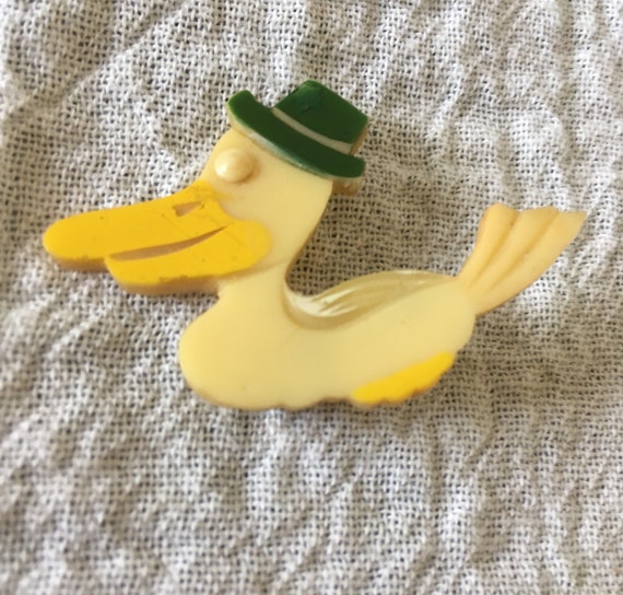 Vintage Kitschy Celluloid Duck Pin. - image 3