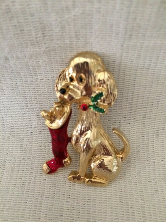 Cute Gerry's Vintage Dog with Enamel Christmas St… - image 1