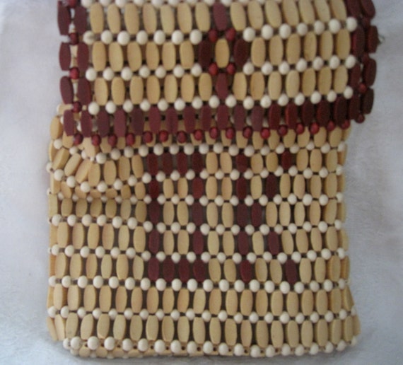 Boho Vintage Wood Beaded Bag with Initials DK or O