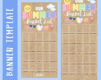 Unser Sommer Bucket List Banner | Leinwand Pro | Sofortdownload | Bearbeitbar | Druckbar