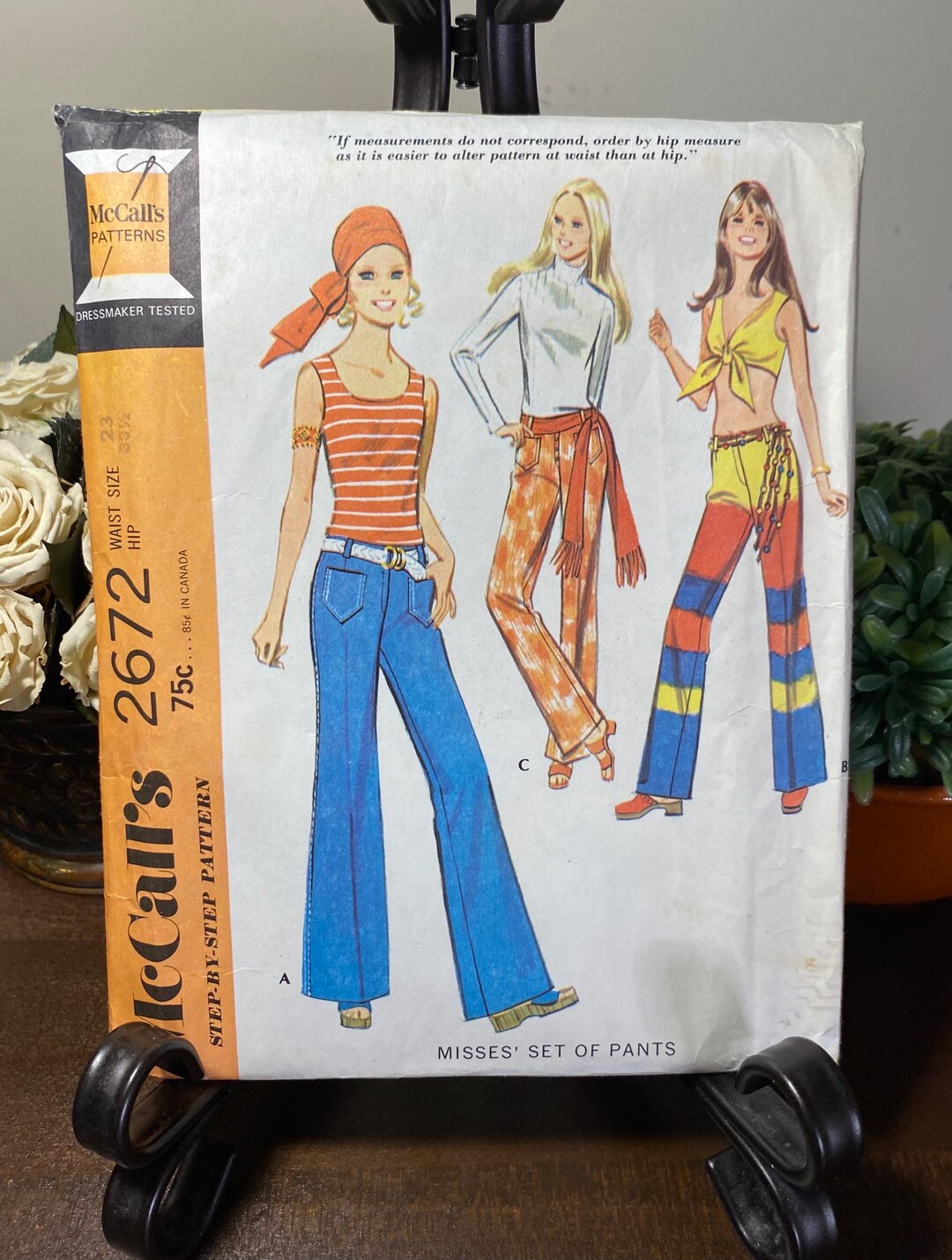 1970s Flare Pants Sewing Pattern | Mccall's 2672 Uncut Size 6 (waist 23 ...