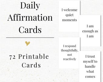 Mindful Affirmations Bundle Printable | Calm and Centered + Gratitude and Presence | 72 Minimalist Affirmation Cards | Instant Download