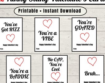 Funny Slang Valentine’s Cards Printable | Modern Valentine Cards for Teens & Friends | Classroom Valentines | Instant Download